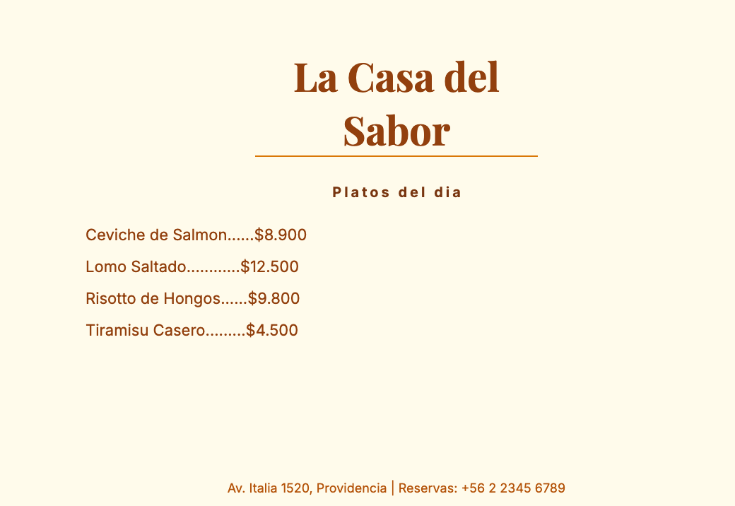 Restaurant Menu